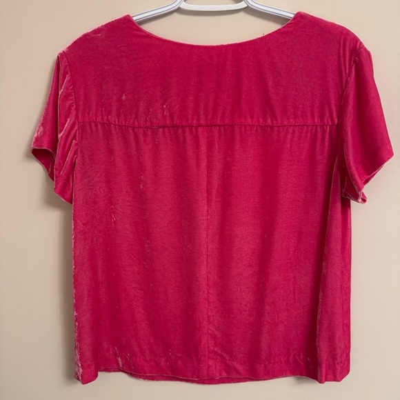 J. Crew Hot Pink Velvet T-Shirt Blouse - Women’s 4 - Picture 4 of 7